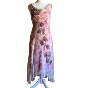 Y2K Vintage LAUNDRY | Beaded Silk Cowl Neck Fairy Core Midi dress | Size 2